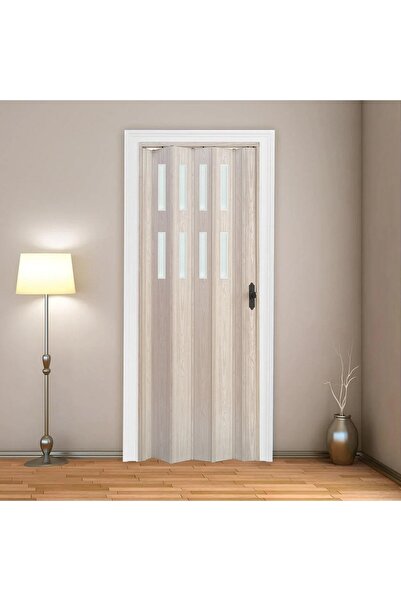 FARAN DEKORASYON 72 X 215 Akçaağaç Renk Camlı Pvc Akordiyon Kapı - Frnakmodel...