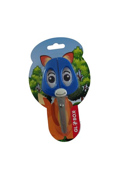 SEYFİKİRTASİYE Ergonomic Metal Scissor Holder with Blue Blunt Tip Globox Figure