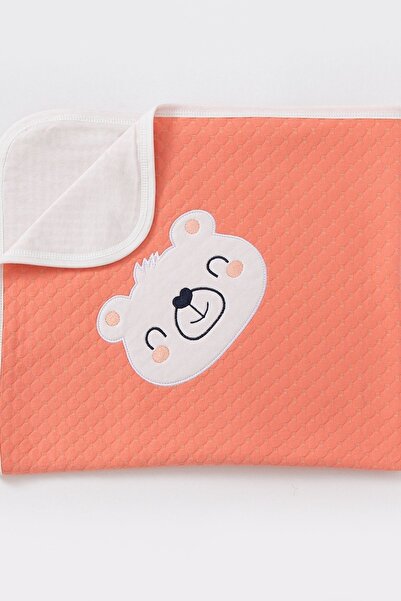 Bubito Yuvarlak Desenli Gülen Surat Detaylı Pamuklu Bebek Battaniyesi 85x75-yavru Ağzı