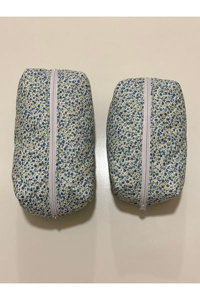 Simfa Geantă de machiaj colorată cu flori-vichy (dimensiune mare)