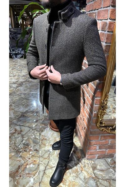 RetroPark Stand Collar Judge Collar Ανδρικό παλτό Stamp Μπουφάν Πανωφόρι Παλτό Blazer Cutout Καμπαρντίνα