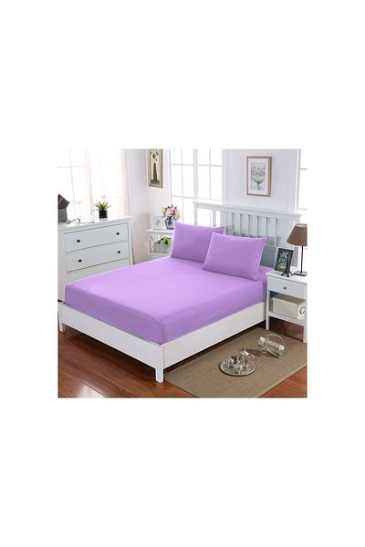 mer-tim ezberbozan ev tekstili Mer-tim Cotton Ranforce Double Oversize Elastic Sheet Set Lilac 180x200