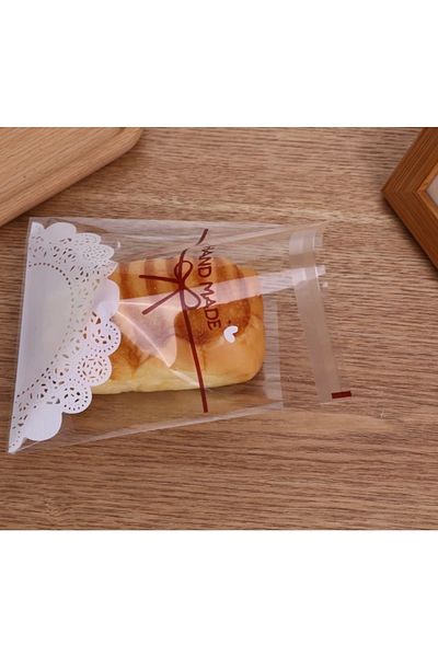 OzanTuhafiye 7x7 Cm Transparent Patterned Taped Bag - 95 Pieces