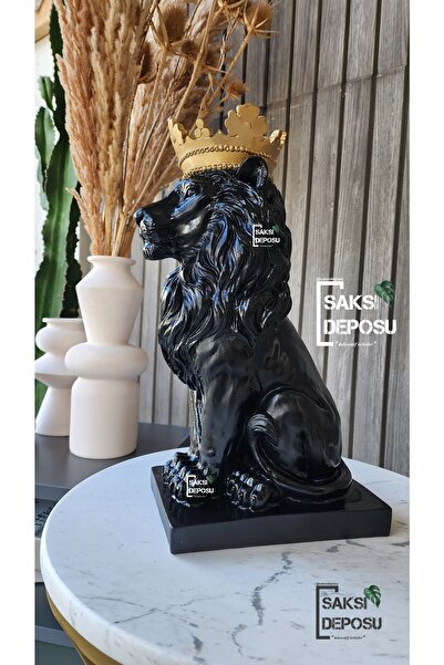 saksı deposu Taçlı Aslan Heykeli Dekoratif Ev Objeleri Kampanyalı Heykeller