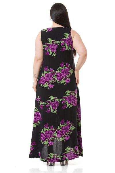 DISENTIS MODEST Μεγάλο μέγεθος Χοντρό φόρεμα από βισκόζη με λιλά φλοράλ