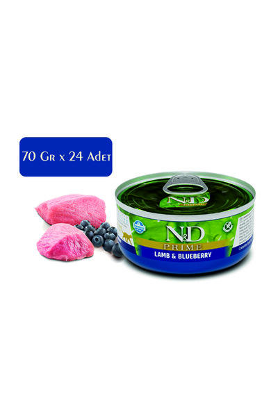 N&D Prime Kedi Konserve Mama Kuzu & Yaban Mersini 70 Gr * 24 Adet
