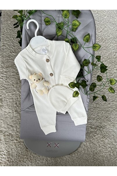 Swor Baby 3-6-9 Aylık Şapka Aksesuarlı Oyuncak Ayıcık Detaylı Bebek Tulumu