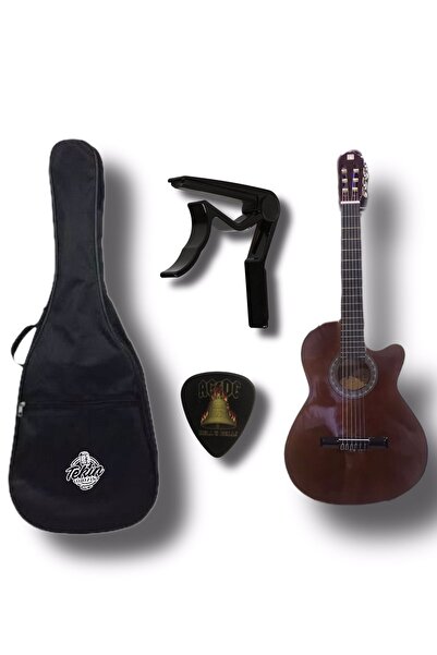 Tekin müzik Longa Kesik Kasa Siyah Klasik Gitar Kapo Pena Set