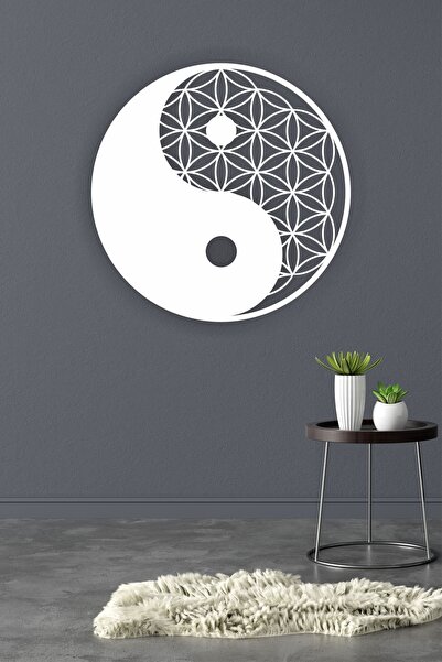UNT Yaşam Çiçeği Yin Yang Duvar Dekoru - Süsü, Ahşap Dekoratif Tablo