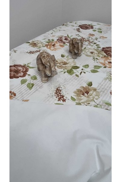 CLK Home Coffee Floral Lined Wipeable PVC Oilcloth Tablecloth