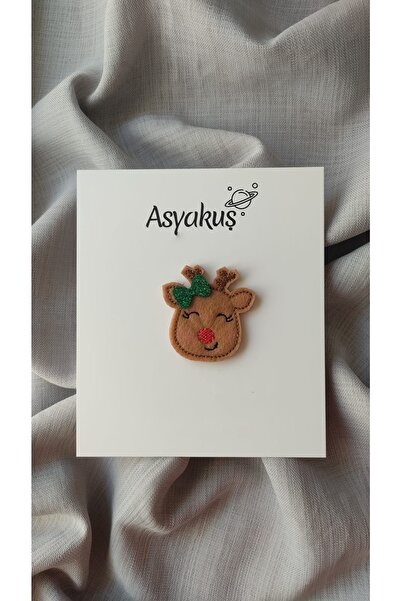 asyakuş Girl's Felt Christmas Themed Deer Clip Buckle