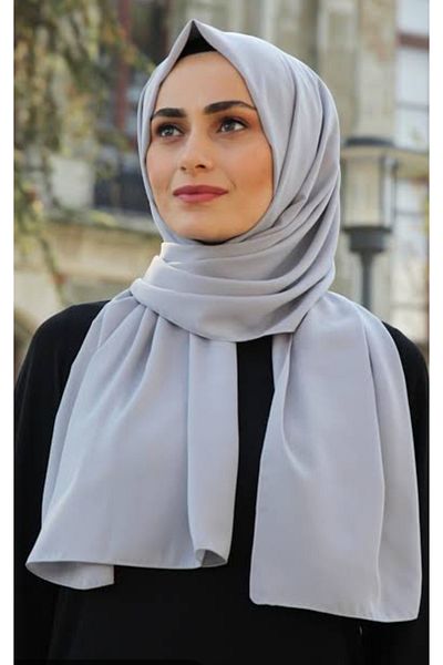 HAR-UM Ticaret حجاب حريمي المدينة المنورة شال حرير رمادي فاتح