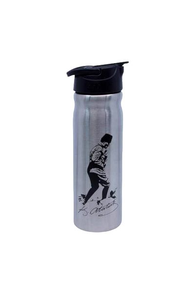 SEYFİKİRTASİYE 500 Ml Ataturk Printed Water Bottle with Steel Straw