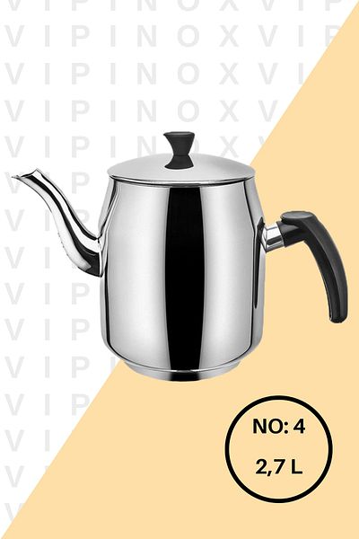 Vipinox Sudem Tea Boiler Teapot Stainless Steel Teapot For Cafe Restaurant Hotel No:4