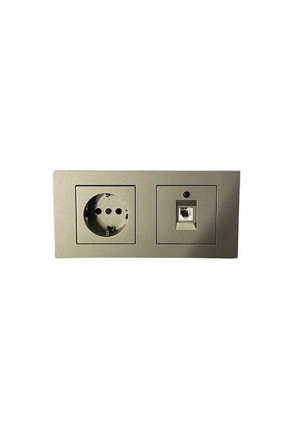 Gözde aydınlatma Ovivio Grano Anthracite 2-Piece Set Grounded Socket + Numeris Phone Socket + 2-Piece Frame