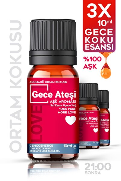 Cem Cosmetics Gece Ateşi Oda Kokusu %100 Doğal & Saf 3'lü Set 3x10ml Aromatik...