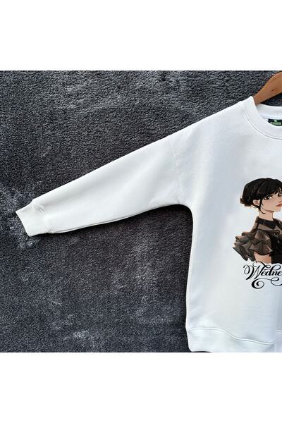 Wolters Outdoors Παιδικό μπλουζάκι με μακρυμάνικο λαιμόκοψη από βαμβάκι Wednesday2 oversized με τύπωμα