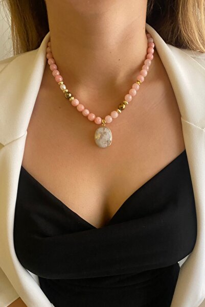 Suerte Accessories Pembe Kuvars Doğaltaş Mayorka Inci Ve Hematit Taşı Detaylı...