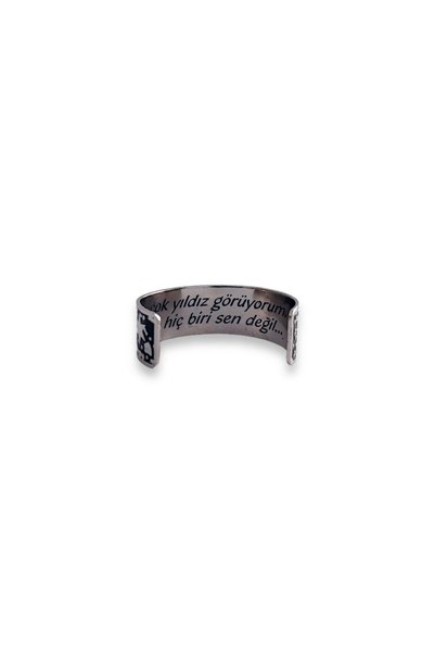 YÖRÜK TASARIM Silver Brass Ring (adjustable) 'I Saw Many Stars But None You' Written