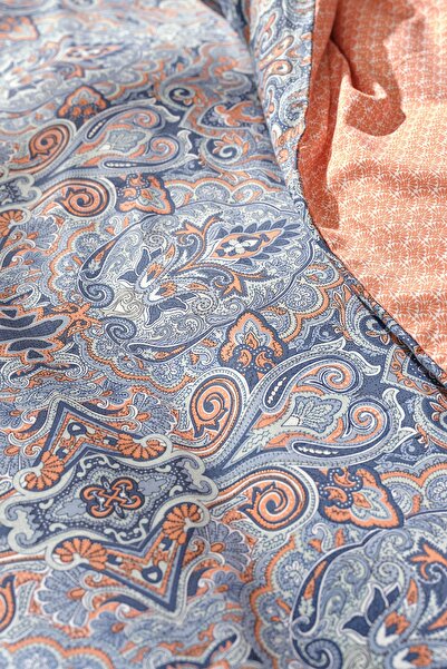 Karaca Home Evan Indigo Double 100% Cotton Satin Duvet Cover Set