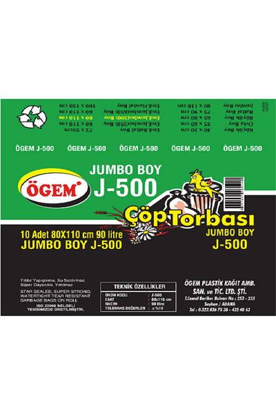 ÖGEM PLASTİK Ögem Garbage Bag Heavy Duty J-500 5 Pieces