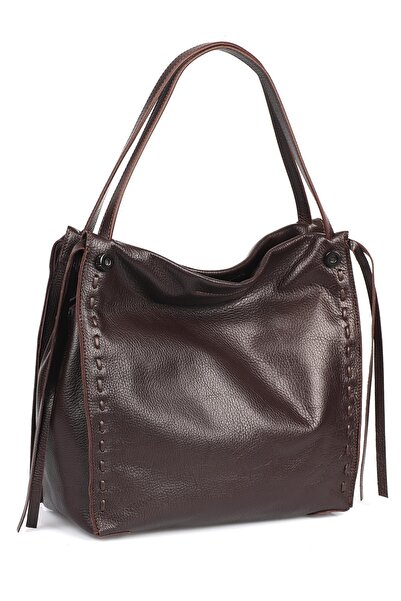 Ysmn حقيبة كتف نسائية من الجلد الطبيعي مزينة بشرابة باللون البني Yc011953ddz