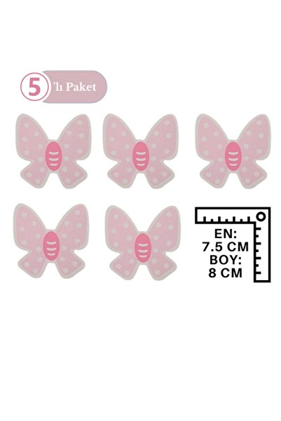 TURUNÇ AKSESUAR 5 Adet Pembe Kelebek Kulp- Bebek Çocuk Genç Odası Kulpları Do...