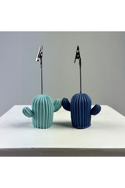 oasis decoration Cactus Note Holder Set of 2 (grey Blue-mint)