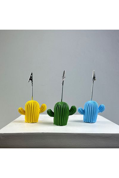 oasis decoration طقم حامل ملاحظات صبار مكون من 3 قطع (أصفر-أخضر-أزرق فاتح)