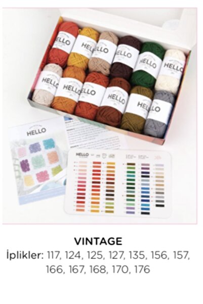 TUVA Hello 12 Adet (25 Gr) Amigurumi Punch Ip Seti Renk "vintage"