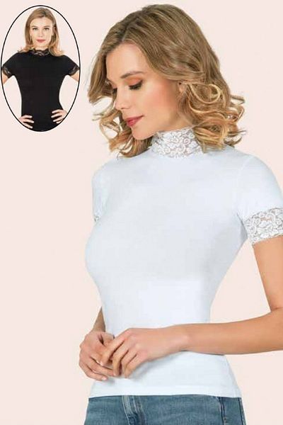 Anıt Tricou 5 bucăți din dantelă cu gât țesut 92% bumbac 8% lycra