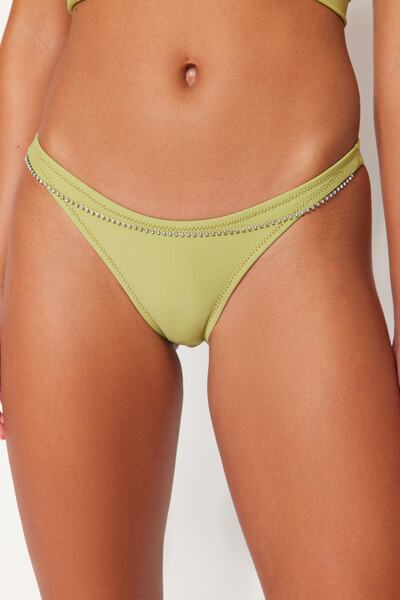 Trendyol Collection Normál lábú bikini alsó, zöld gyöngytartozékkal TBESS23BA00019