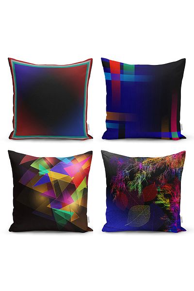 Realhomes Set husă de pernă modernă din 4 piese cu design geometric colorat