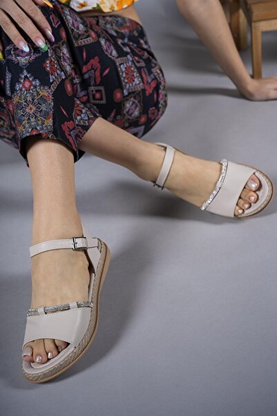 Riccon Stadiel női szandál Stones0012057 bézs bőrrel