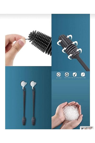 MOR SALKIM HOME Silicone Baby Bottle Cleaning and Long Vase and Cup Cleaning Brush 1 Piece