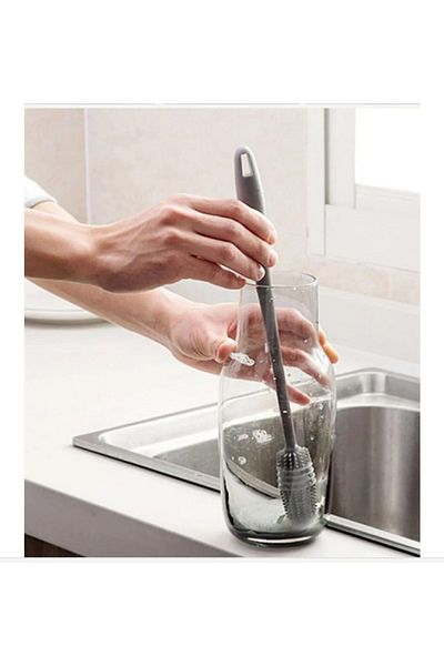 MOR SALKIM HOME Silicone Baby Bottle Cleaning and Long Vase and Cup Cleaning Brush 1 Piece
