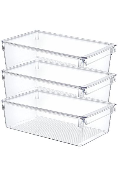 Nandy Home Maxi Tall Clear Organizer Ψυγείου & Ντουλάπας με Καπάκι - 3 Τεμάχια