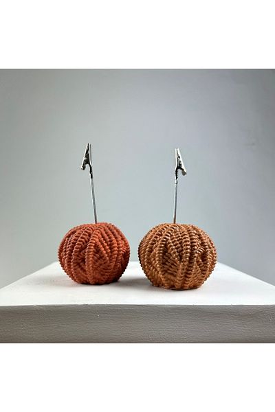 oasis decoration Terracota and Oak Ball Note Holder Set of 2