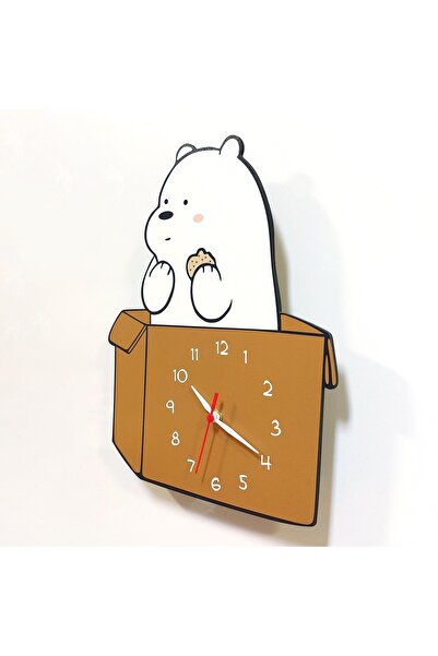 CajuArt Cute White Bear 3D Kids Room Wall Clock Out of the Box