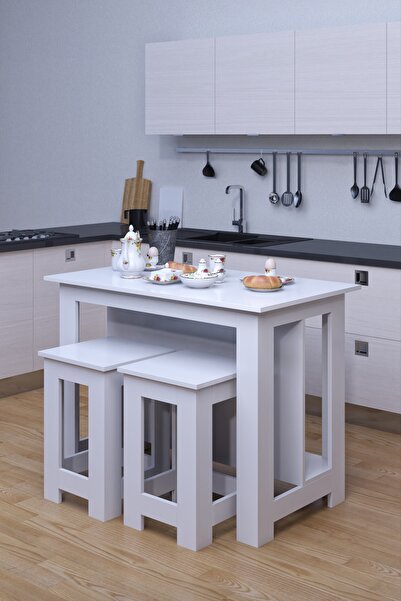 moka park avm Mutfak Yemek Masası 2 Tabureli Çok Amaçlı Kullanımlı Adaiki