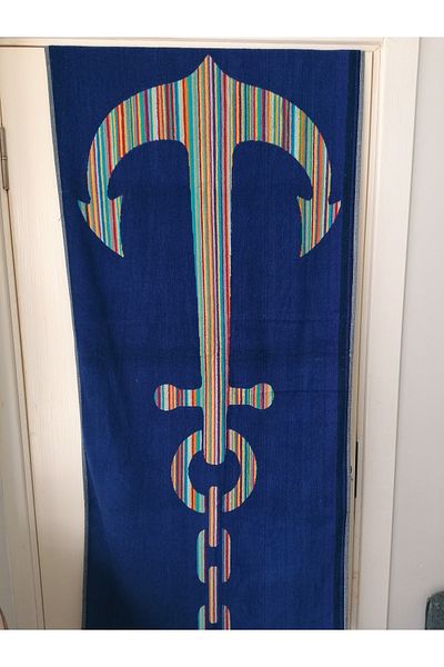 MEŞELİ TEKSTİL Beach Towel And Bath Towel 70x150 Anchor Pattern 100% Cotton