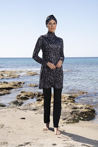 Estiva Γυναικείο μαγιό Hijab με ψηφιακό σχέδιο με πλήρως καλυμμένο παντελόνι