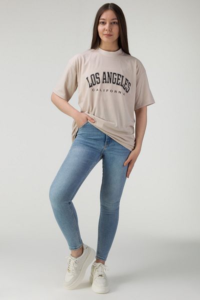 MODAGEN Γυναικείο μπλουζάκι σε μπεζ Los Angeles με στάμπα Oversize