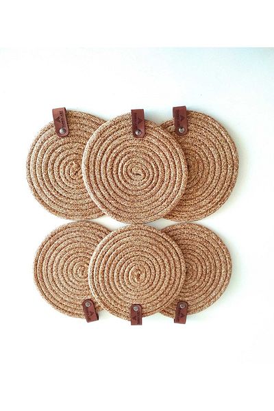 BEVEZ HOME Decorative Snail Jute Woven Coasters