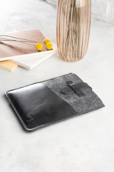 DK LEATHER Hakiki Deri Keçe Cepli Kobo Clara Hd Uyumlu Kılıf, E-kitap Okuyucu...