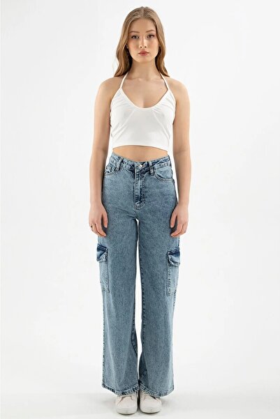 Trn JNS Septembrie, mijlociu, albastru, spălat cu zăpadă, încărcătură, la spate, fără buzunar, din lycra, pantaloni de jeans cu talie super înaltă