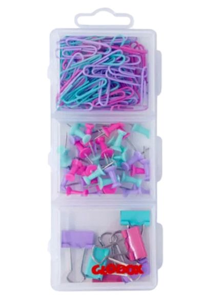 SEYFİKİRTASİYE Colorful Paper Clip Map Nail Clip Set Purple Pink Mixed Green Color
