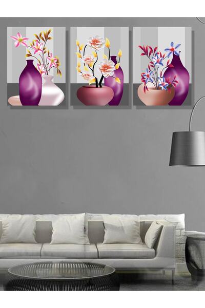 HYL Διαμάχη του Μωβ χρώματος με λουλούδια, διακοσμητικό σετ ζωγραφικής 3 τεμα...