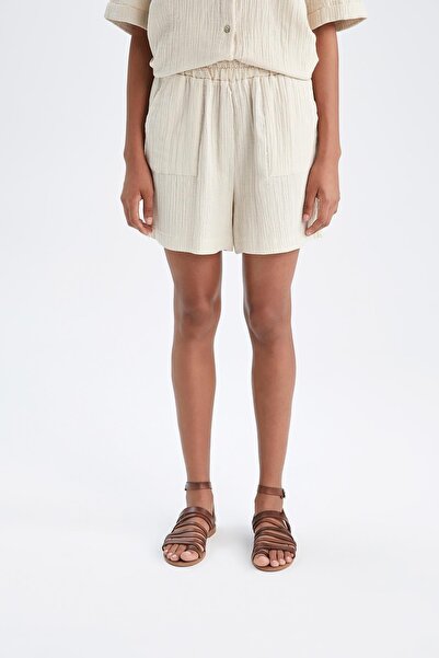 DeFacto Regular Fit Normal Waist Muslin Shorts