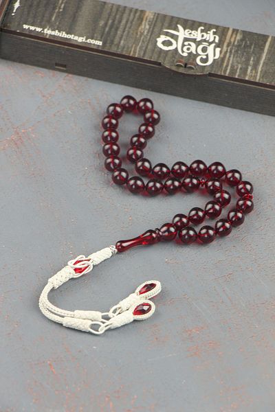 Tesbih Otağı Kazaz Tasseled Globe Cut Fire Amber Rosary (certified)